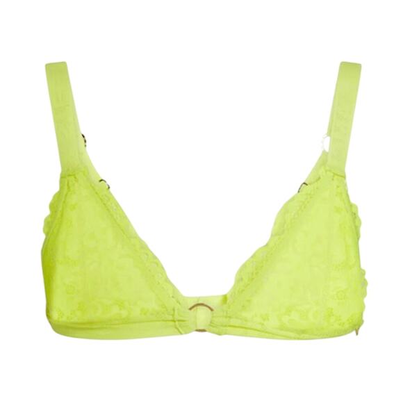 Stella McCartney Neon stretch lace triangle bra Bright yellow M - Picture 1 of 8